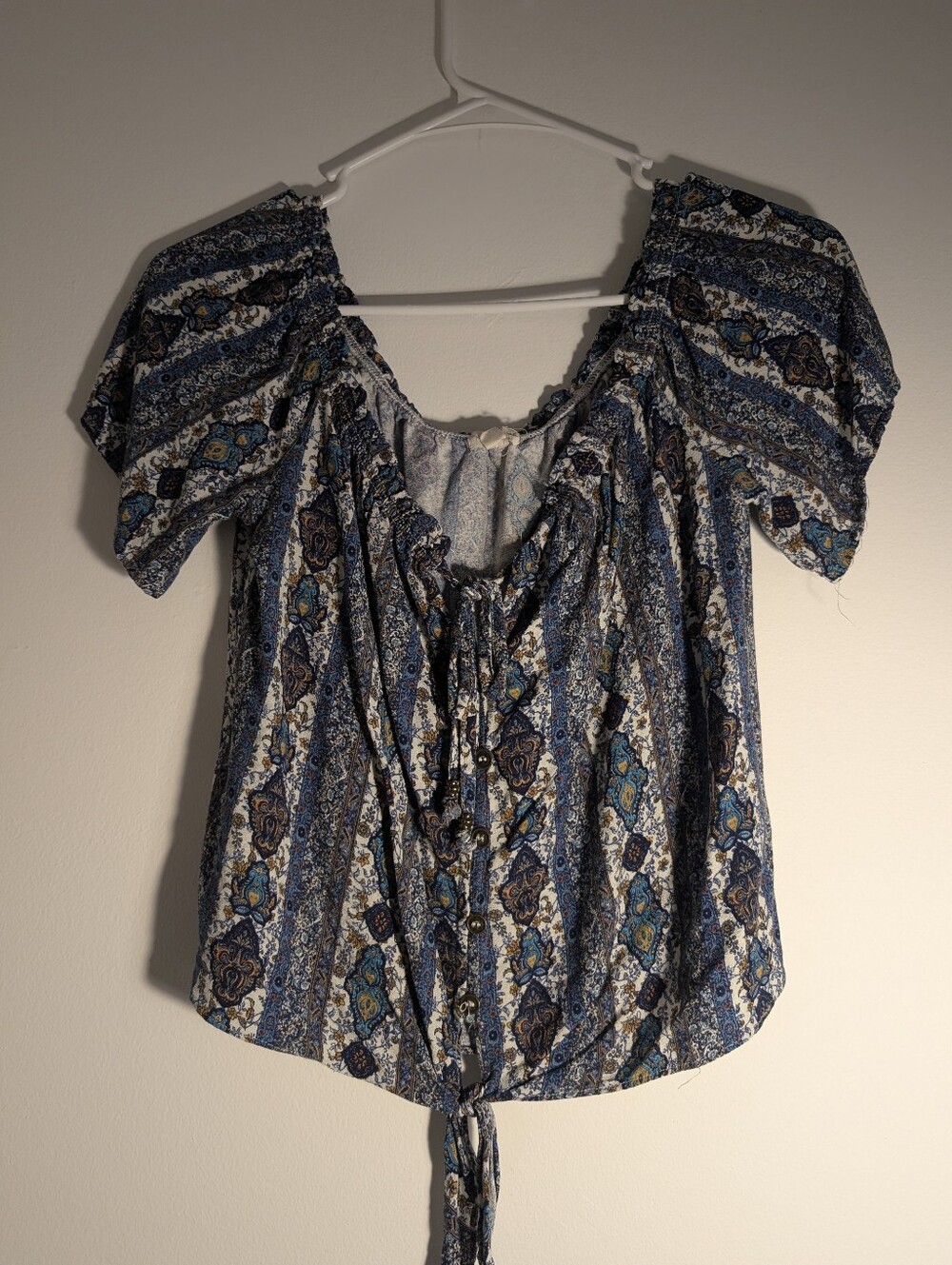 Mason & Belle Blue Boho Peasant Blouse Size M